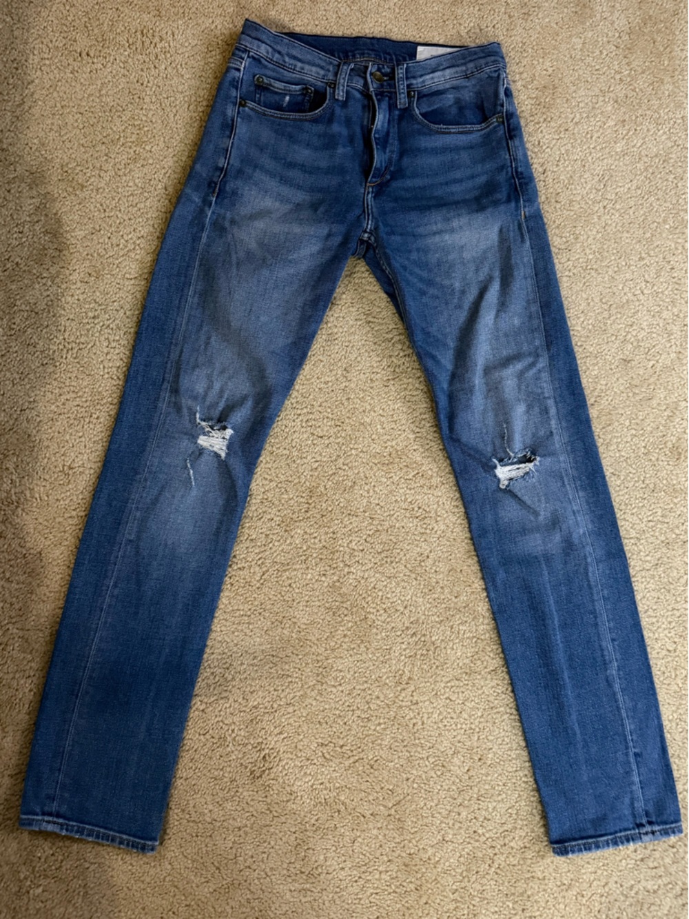 Mens RAG & BONE Fit 2 Slim Stretch Denim Jeans Distressed Medium Wash 29